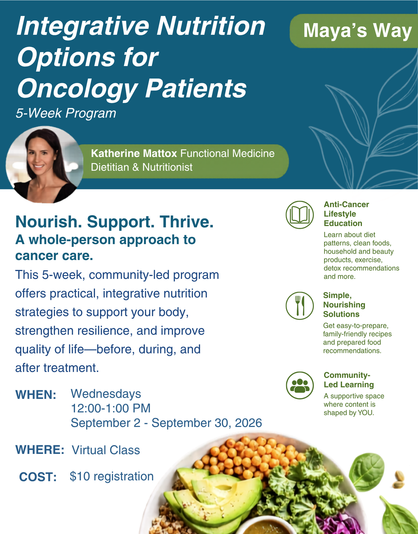 Integrative Nutrition Options for Oncology Patients - Maya's Way