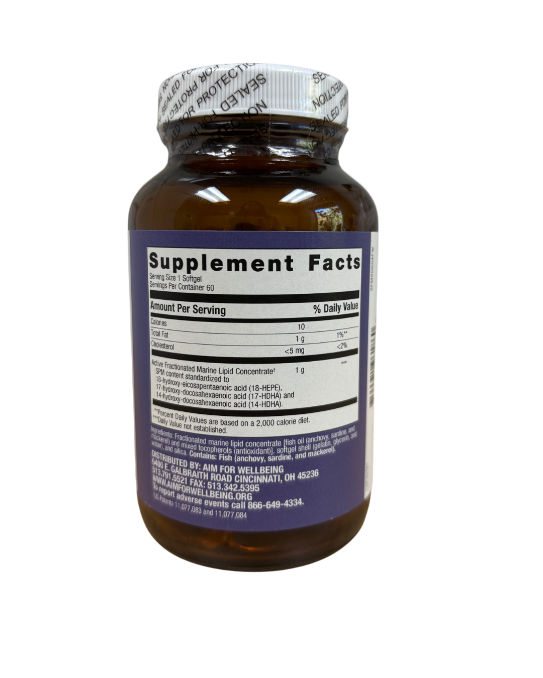 Supplement bottle with label on a white background