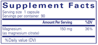Pure Encapsulations  Magnesium Citrate 90 Capsules