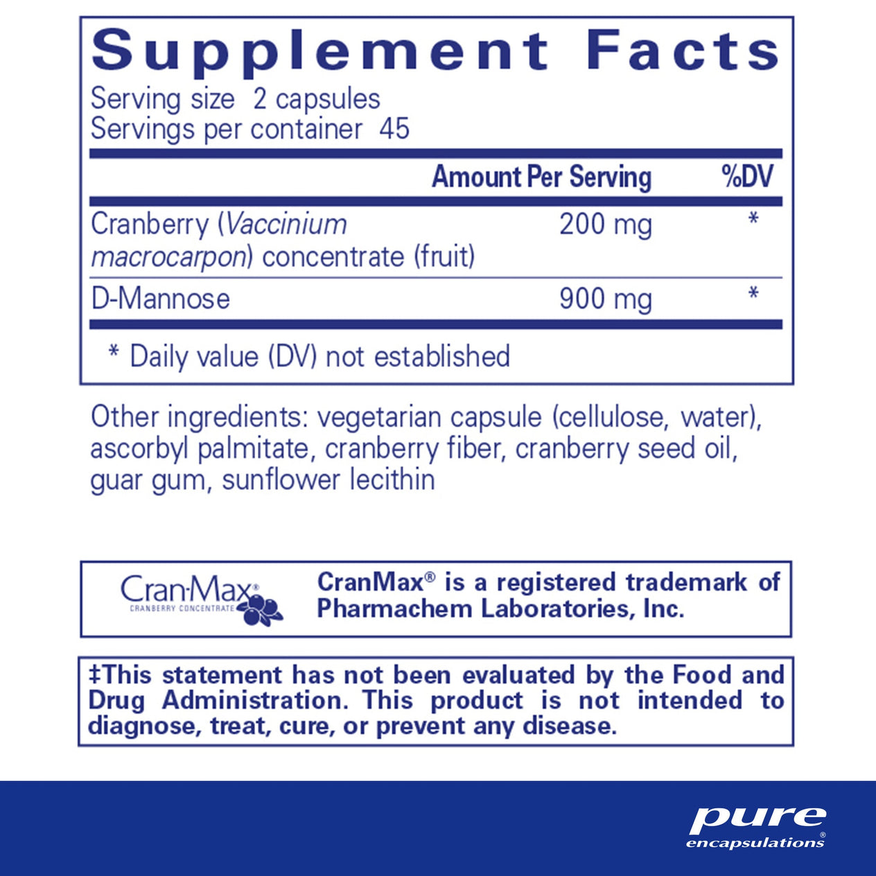 Pure Encapsulations Cranberry / D-mannose