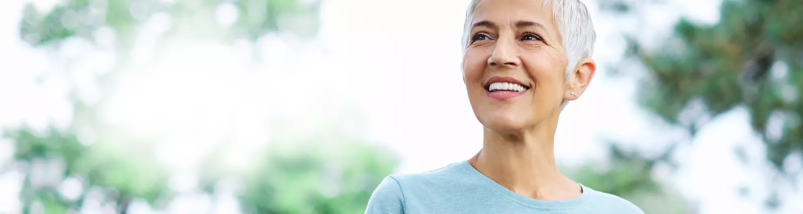 smiling woman outside