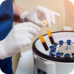 test tubes being placed in centrifuge