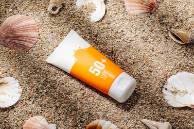 sunscreen in sand