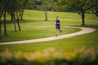 man jogging in park