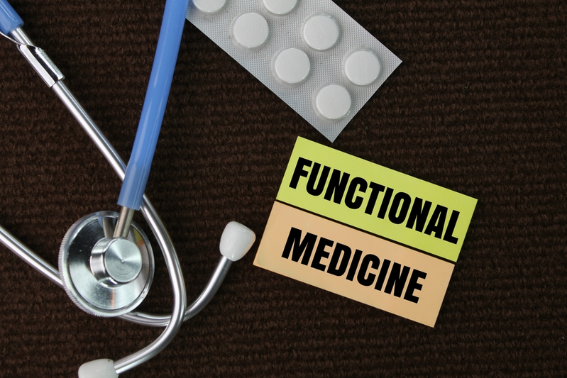 functional medicine text and stethoscope