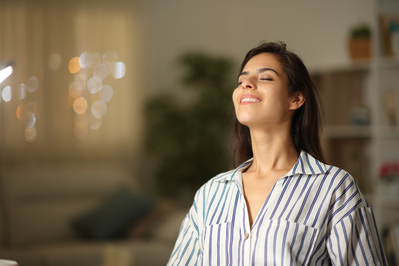 woman breathing deeply